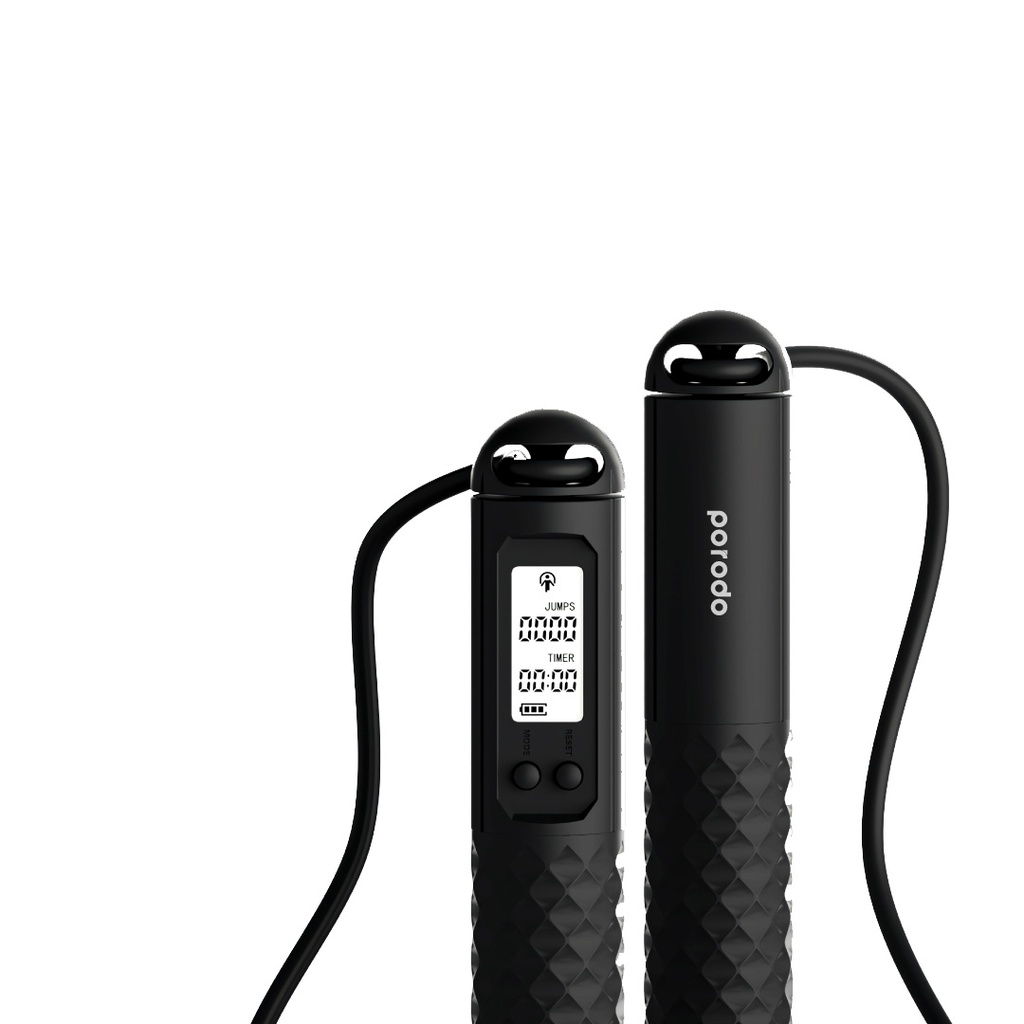 Porodo Lifestyle Smart Skipping Rope – PD-SMVJP-BK, Bluetooth Connectivity, Digital Display, Voice Broadcast, 3M Adjustable Length, Price In Oman