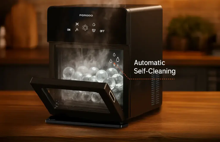 Porodo Lifestyle Sphere Ice Machine PD‑LFST091‑BK – 4 Sphere Ice/Cycle, 10 kg/Day, Self‑Clean, 250 W – Price In Oman