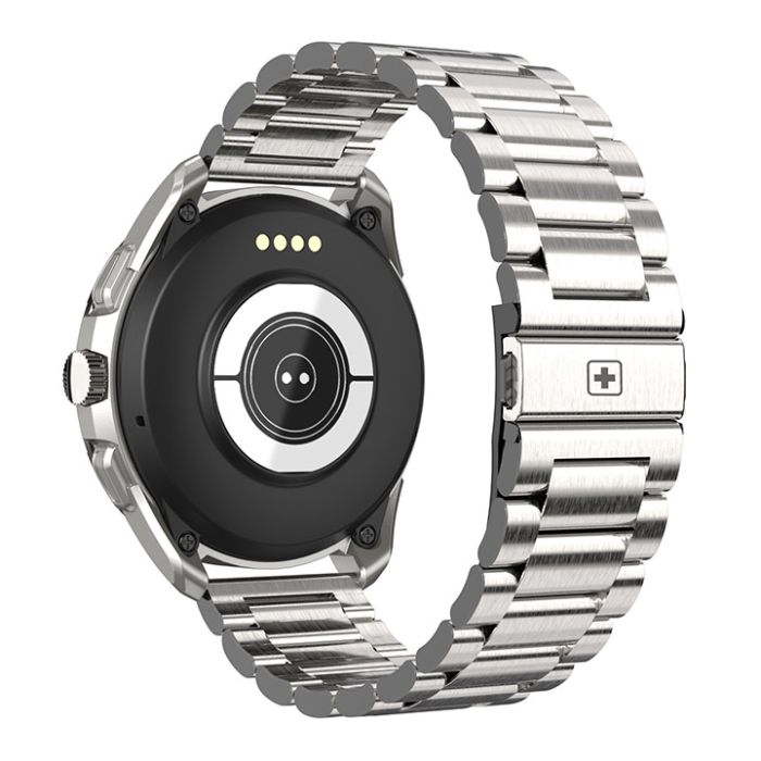 Swiss Military DOM Smart Watch (SM-WCH-DOM-M-SL) – 1.39" TFT Display, Heart Rate & Blood Pressure Monitoring, IP67 Waterproof, Metal Strap - Price In Oman