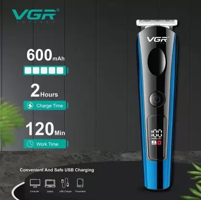 VGR V-259 Professional 3-in-1 Hair & Beard Trimmer – Cordless, 600mAh Battery, LED Display, Turbo Function, Stainless Steel Blades, USB Charging, Price In Oman