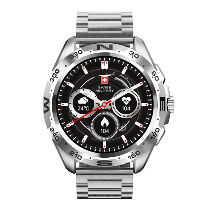 Swiss Military DOM Smart Watch (SM-WCH-DOM-M-SL) – 1.39" TFT Display, Heart Rate & Blood Pressure Monitoring, IP67 Waterproof, Metal Strap - Price In Oman