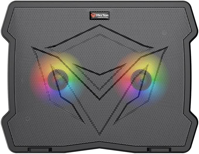 Meetion CP2020 RGB Gaming Laptop Cooling Pad — Dual-Fan USB Hub, Adjustable Tilt for 9–14" Laptops - Price In Oman