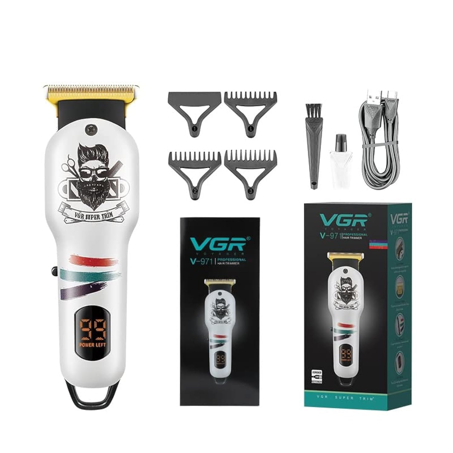 VGR Professional Hair Trimmer V-971 – Cordless Rechargeable Beard & Hair Clipper for Men (Price In Oman)