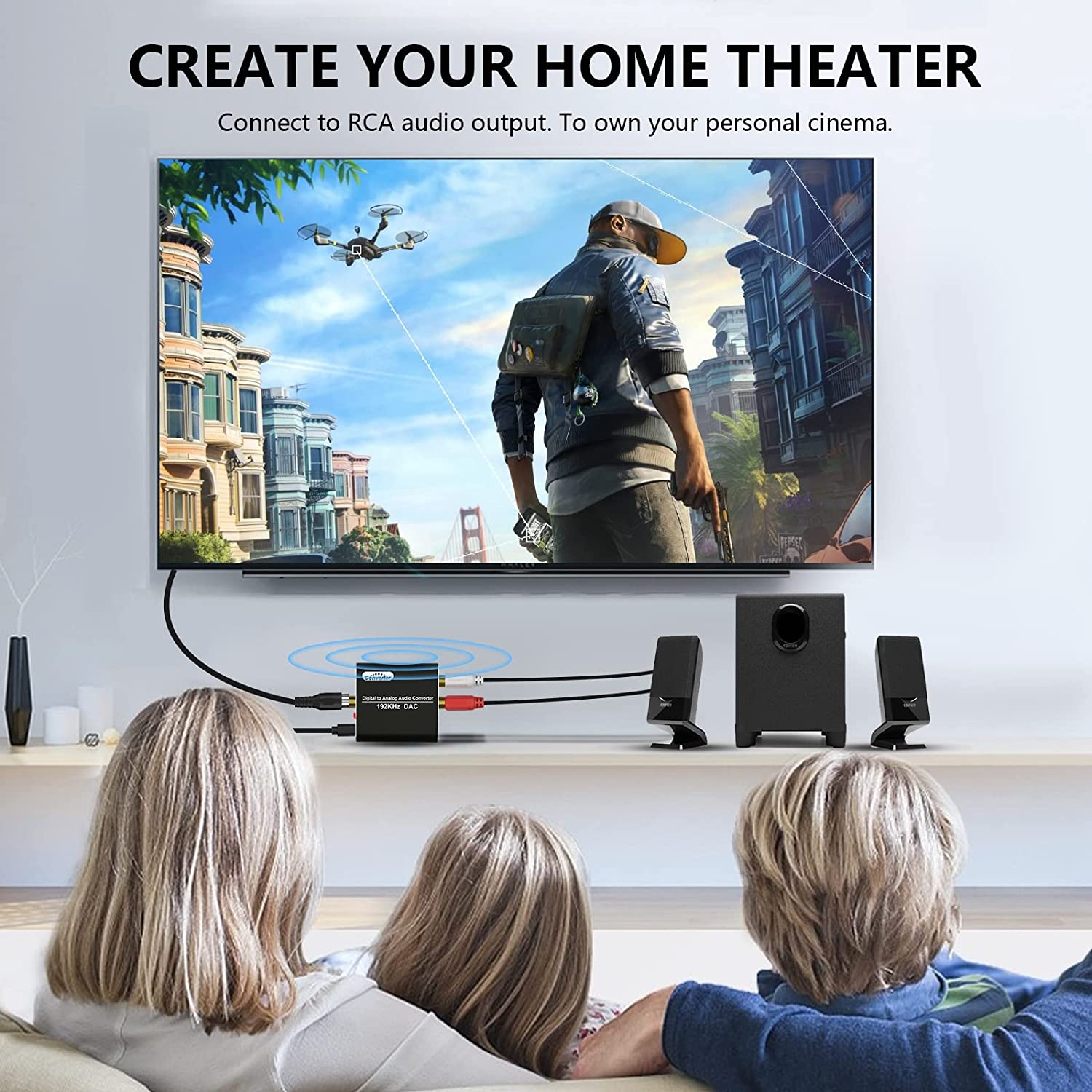 Techole HS202 Digital to Analog Audio Converter – 192kHz DAC with Optical & Coaxial Inputs, RCA & 3.5mm Outputs - Price In Oman