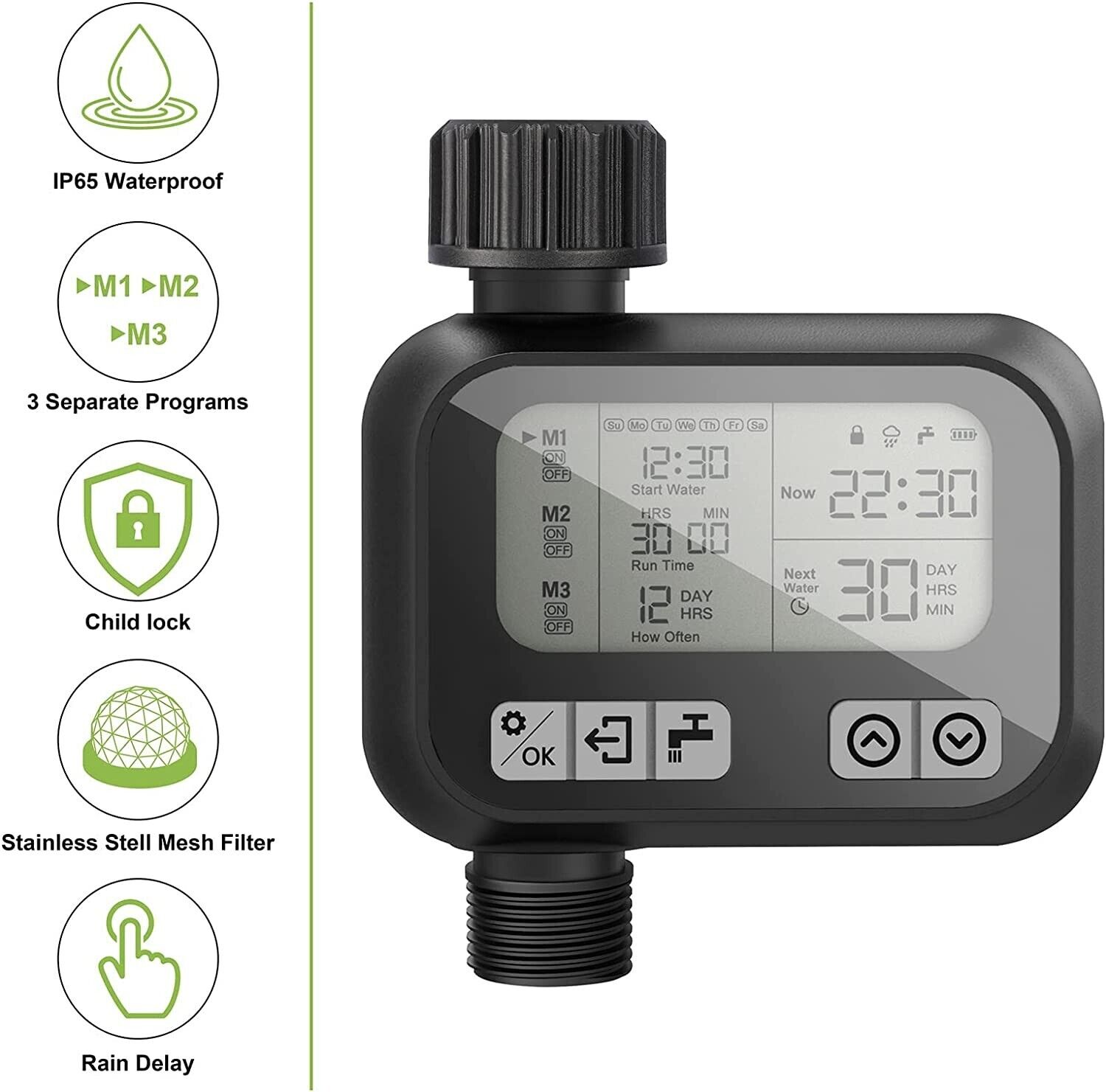 LeaderPro SOP11 Automatic Irrigation Timer – Programmable Garden Watering Controller with Rain Delay and Manual Override - Price In Oman