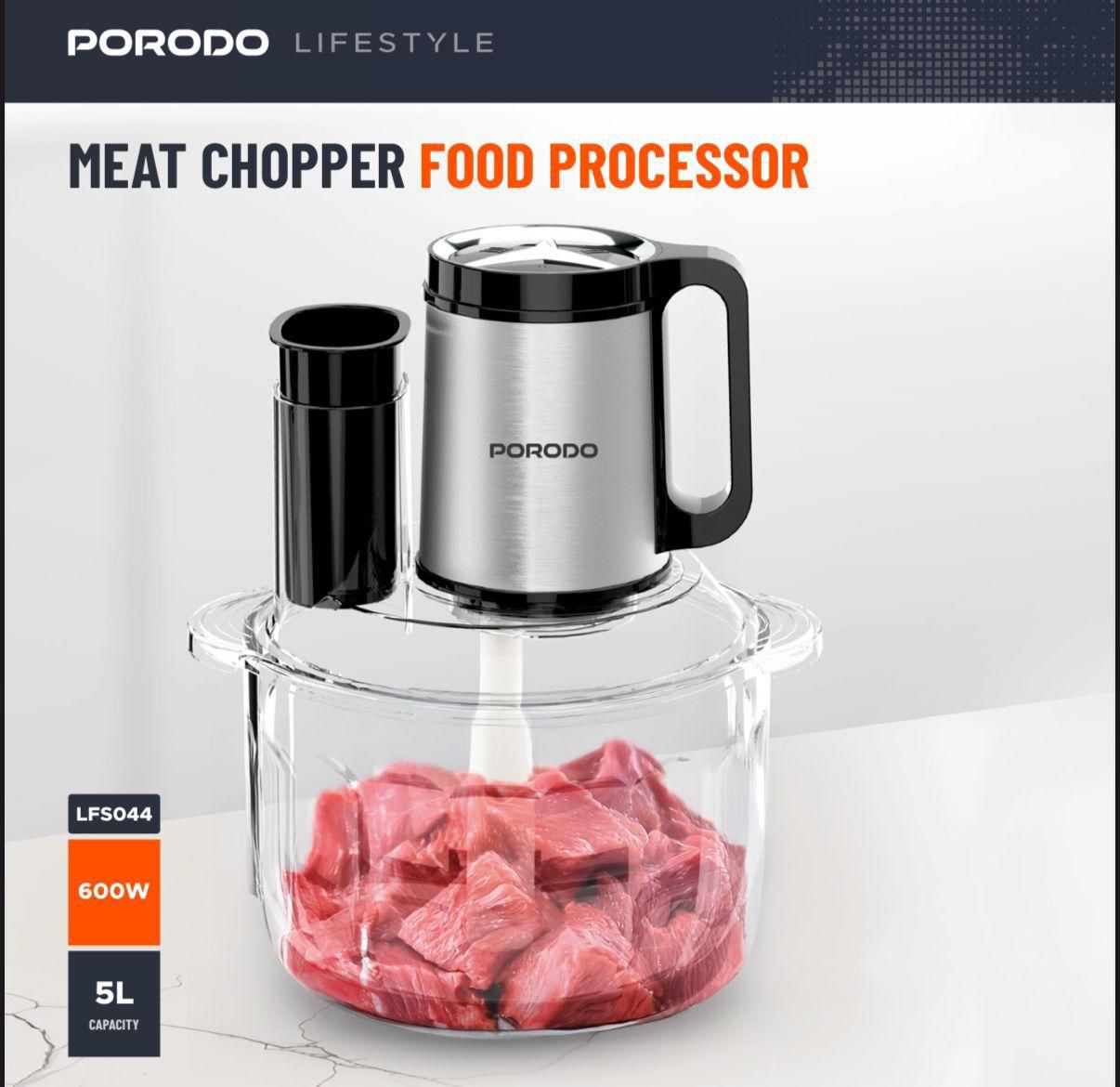 Porodo Lifestyle 5L Meat Chopper Food Processor – 600W Power, 3-Speed Settings, Sharp Blades, Price In Oman