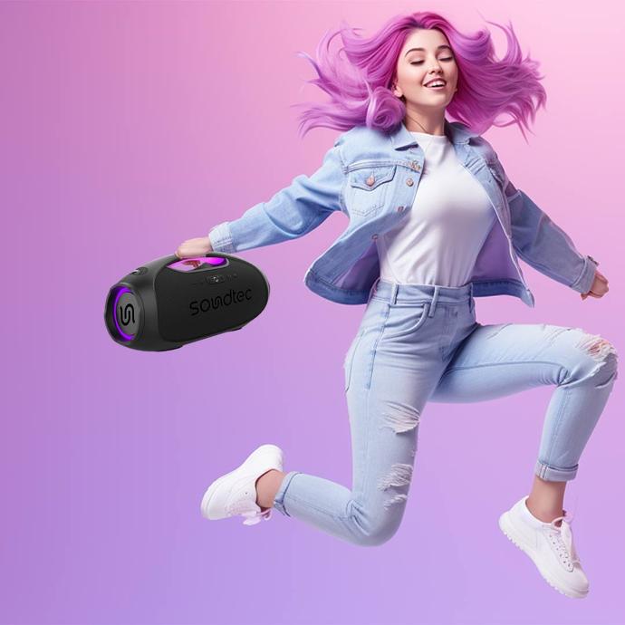 Porodo Soundtec Rush PS‑RUSH — 120W Euphoric Bass Portable Bluetooth Speaker, 5,400mAh Power Bank & IPX6 - Price In Oman