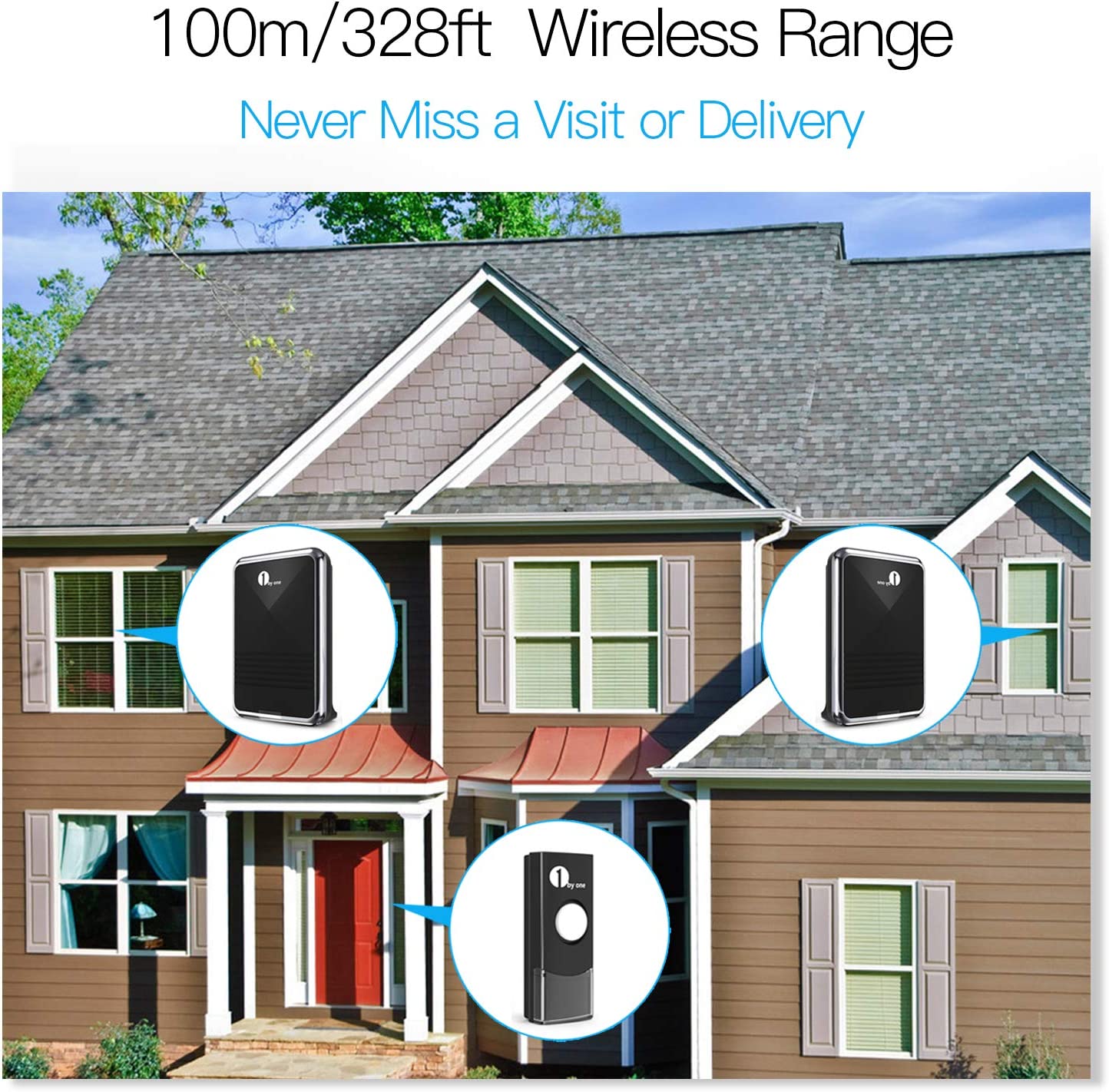 1byone Wireless Doorbell MNB2 – Long‑Range 500 ft, 36 Chimes, Adjustable Volume & LED Flash – Waterproof & Expandable - Price In Oman
