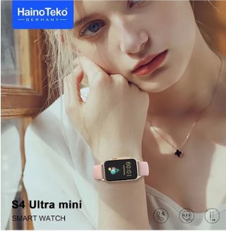 Haino Teko S4 Ultra Mini Smartwatch — Super-Mini AMOLED, Bluetooth Call, Wireless Charger (2 Straps) Price In Oman