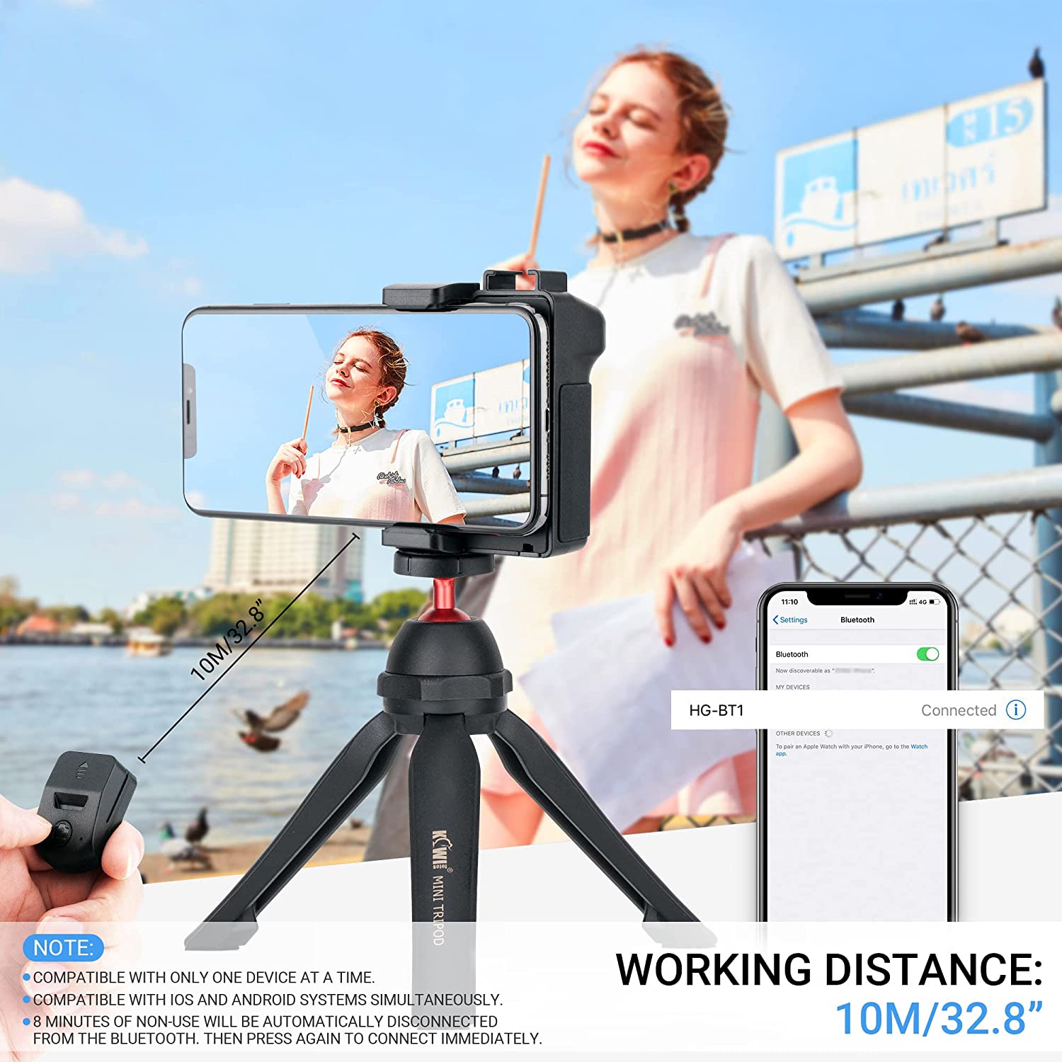 KIWi Wireless Remote Phone Grip – Ergonomic Smartphone Holder with Detachable Bluetooth Shutter, Cold Shoe Mount, and Tripod Compatibility
