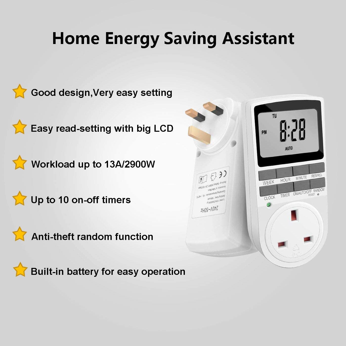 Besvic TM02 Digital Timer Socket – Programmable 24-Hour Plug-in Timer with LCD Display and Anti-Theft Mode | Price in Oman