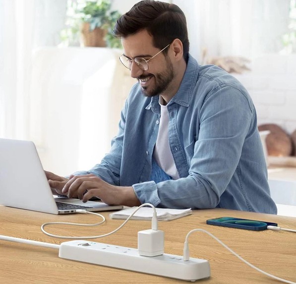 Anker PowerExtend USB-C 3 Strip White – 30W Fast Charging Power Strip with 3 AC Outlets & 3 USB Ports (2 USB-A, 1 USB-C) – 2m Cable, Surge Protection, Price In Oman