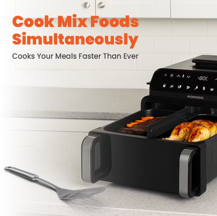 Porodo Flexi Cook Pro 10.5L Multi-Function Indoor Grill, Pizza Oven & Air Fryer – 2100 W (Price In Oman)