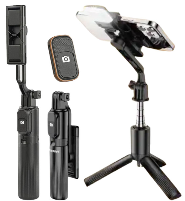 Plokama Live K5 Selfie Stick Tripod + Built-in LED Light & Bluetooth Remote – Foldable 3-in-1 Vlogging Stick - Price In Oman