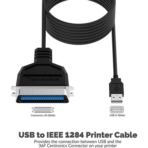 Sabrent USB 2.0 to DB25 IEEE-1284 Parallel Printer Cable Adapter (PR1) – 6ft, Plug & Play, Compatible with Windows & Mac - Price In Oman