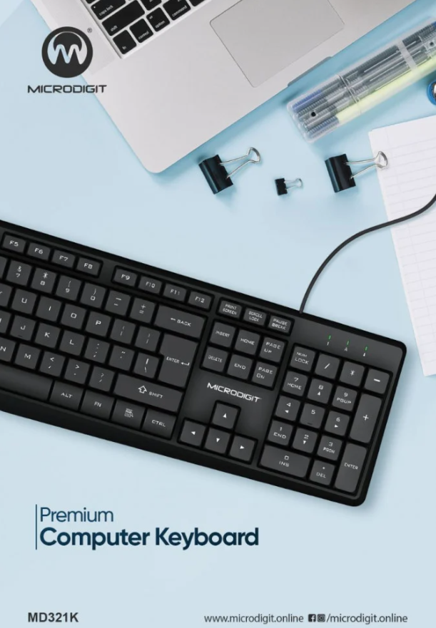 Microdigit Premium Computer Keyboard MD321K – Wired USB Full-Size Keyboard (English/Arabic) Price In Oman