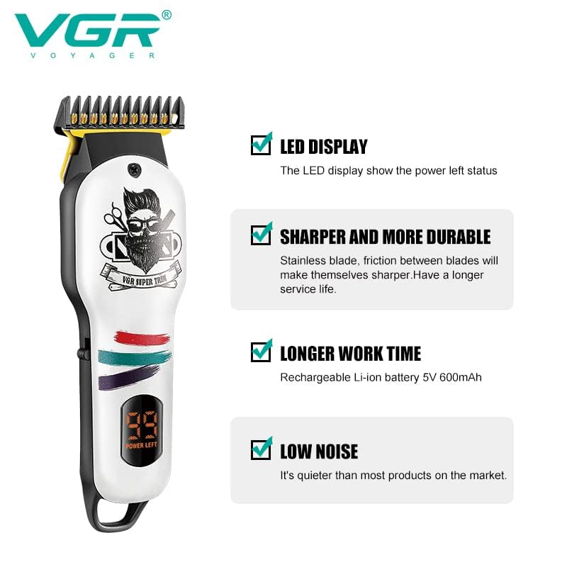 VGR Professional Hair Trimmer V-971 – Cordless Rechargeable Beard & Hair Clipper for Men (Price In Oman)