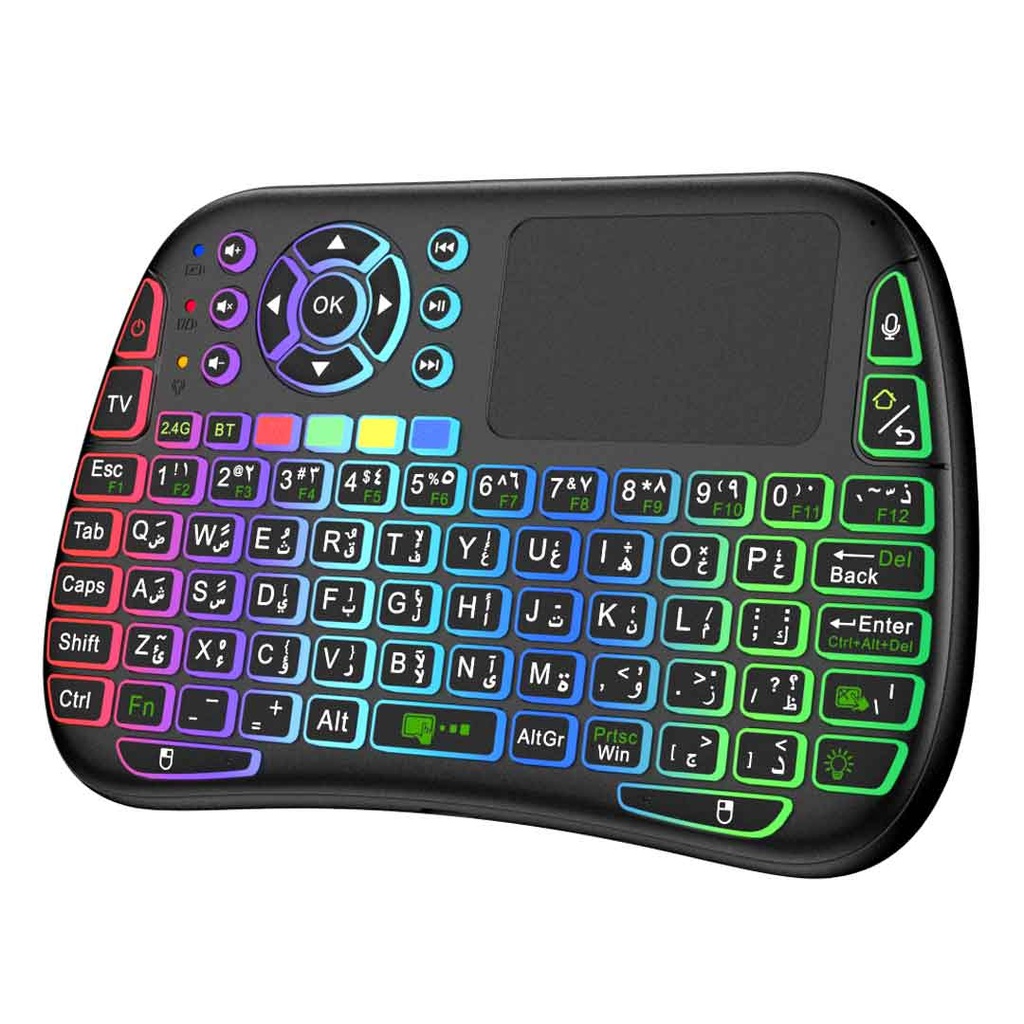 Porodo PD-MWKTC Mini Universal Wireless Keyboard + Touchpad (RGB Backlight, 2.4GHz & Bluetooth) Price In Oman