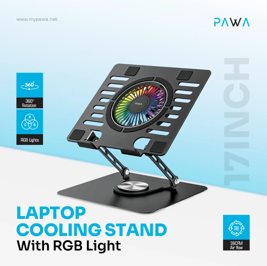 Pawa Laptop Cooling Stand 17” MBSTRGB6 with RGB Light & Silent Cooling Fans – Gaming & Office Use (Price In Oman)