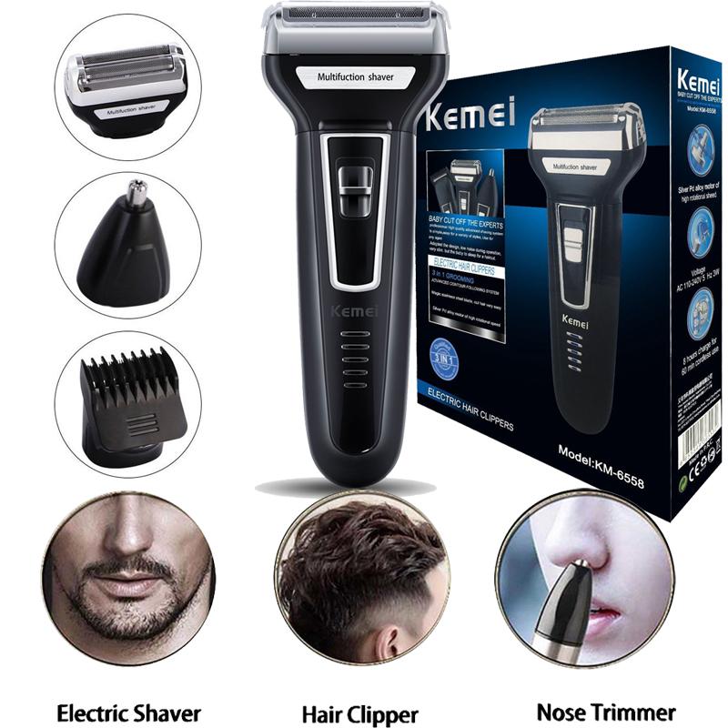 Kemei KM-6558 3-in-1 Electric Hair Clipper – Rechargeable Grooming Kit for Men - Price In Oman Muscat