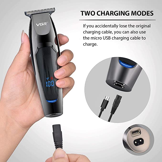VGR V-070 Professional Hair & Beard Trimmer – Cordless, 600mAh Battery, LED Display, Turbo Mode, Stainless Steel Blades, Price In Oman