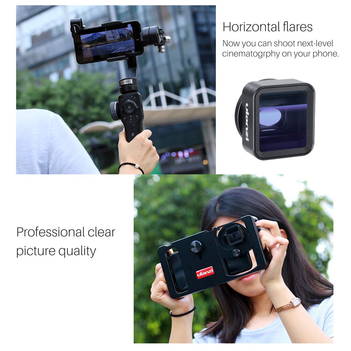 Ulanzi 1.33X 17 mm Anamorphic Lens for Smartphones – Cinematic Mobile Video with 2.40:1 Flare - Price In Oman