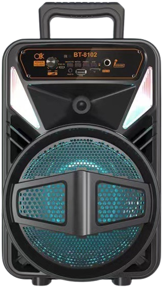 BT‑8101 8″ Portable Bluetooth Speaker with Mic & Remote – 15 W Karaoke Speaker, LED RGB Lights - Price In Oman