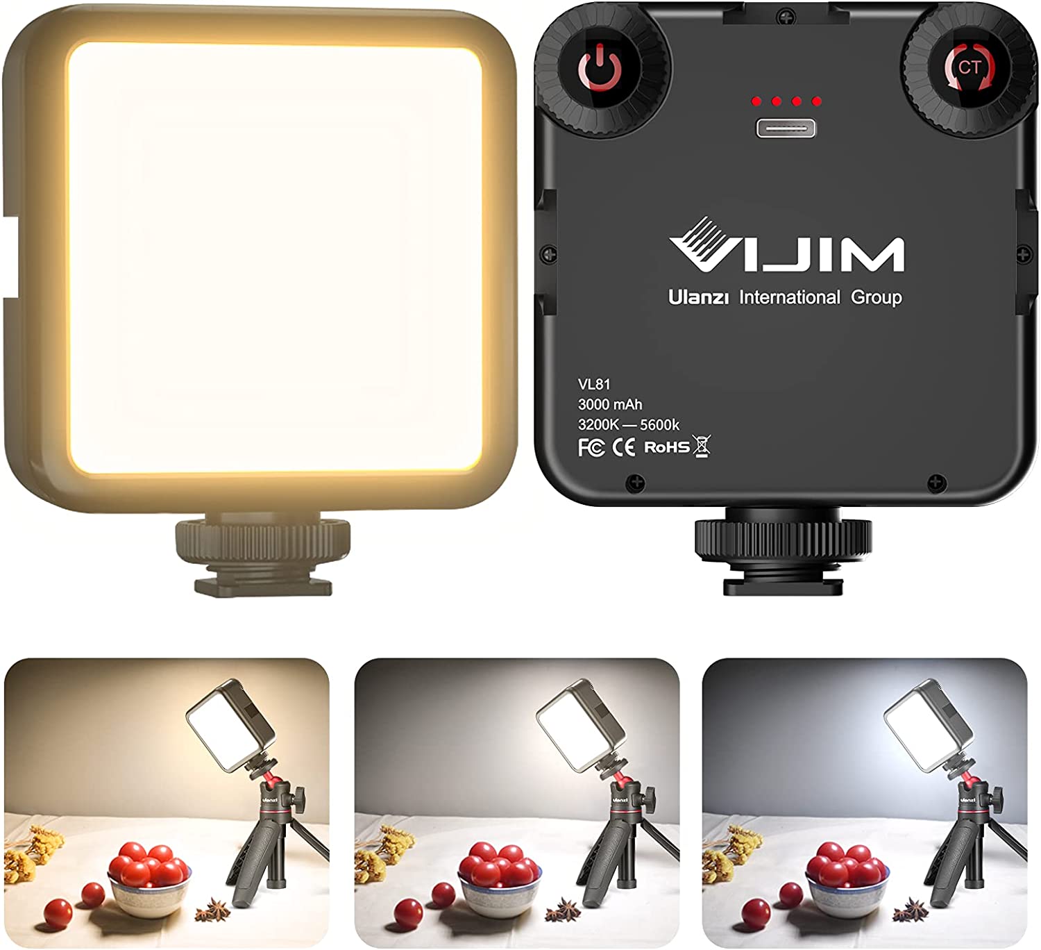 Ulanzi VL‑81 Bi‑Color Mini Fill Light – 3000 mAh Rechargeable LED for Vlog & Camera - Price In Oman Muscat
