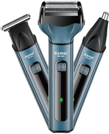 Kemei KM-1433 3-in-1 Electric Trimmer for Men – Beard, Nose & Body Grooming Kit - Price In Oman Muscat