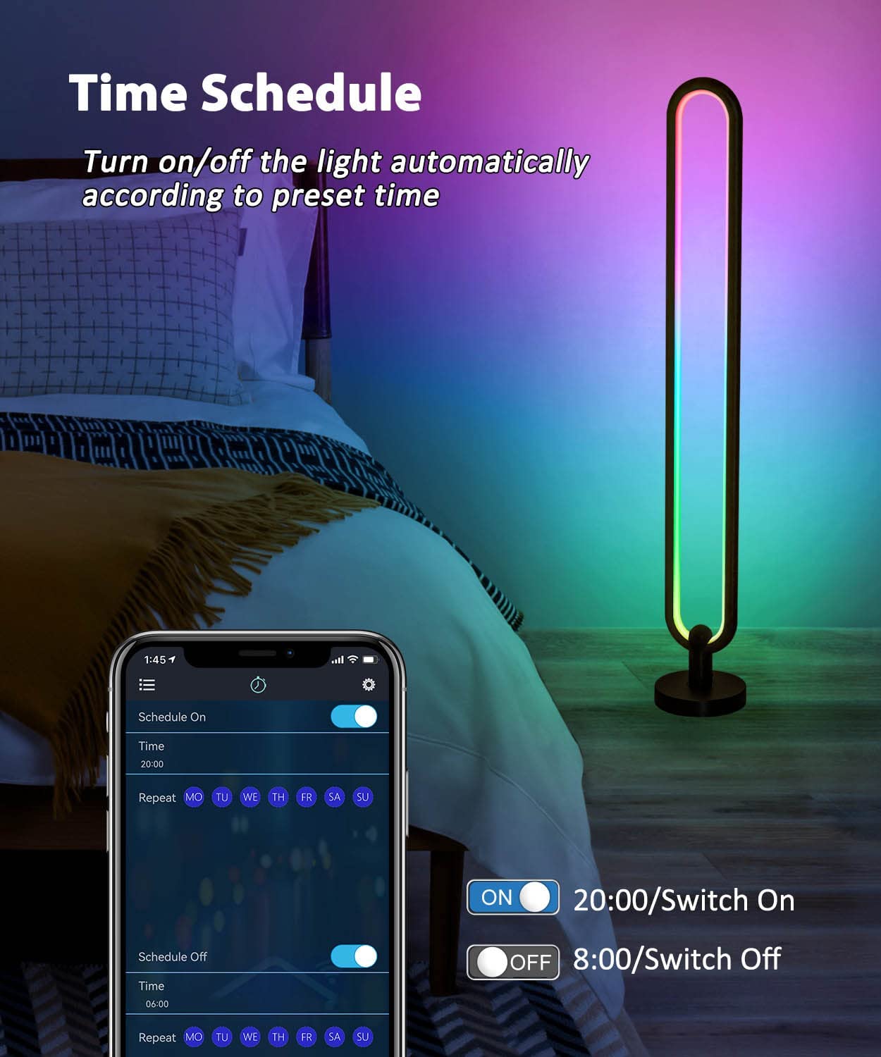 Home Lighting RGB Floor Lamp – 140cm Smart LED Corner Lamp with Remote & App Control, 16 Million Colors, Dimmable Mood Lighting - Price In Oman