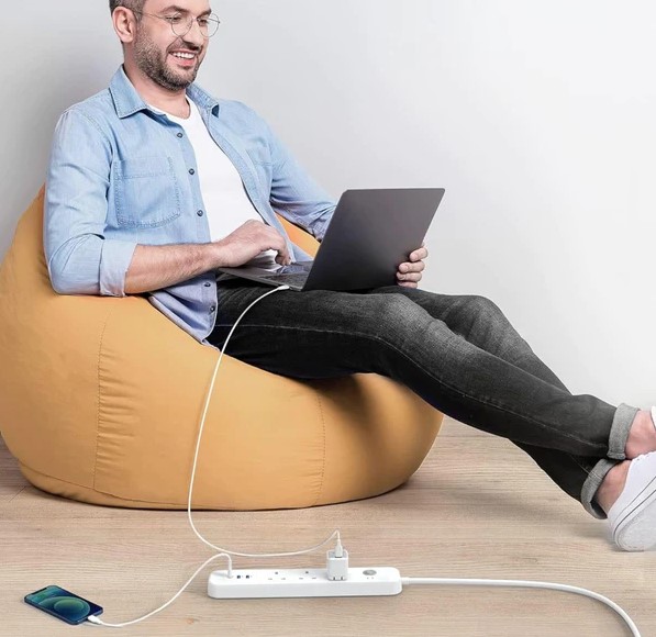 Anker PowerExtend USB-C 3 Strip White – 30W Fast Charging Power Strip with 3 AC Outlets & 3 USB Ports (2 USB-A, 1 USB-C) – 2m Cable, Surge Protection, Price In Oman
