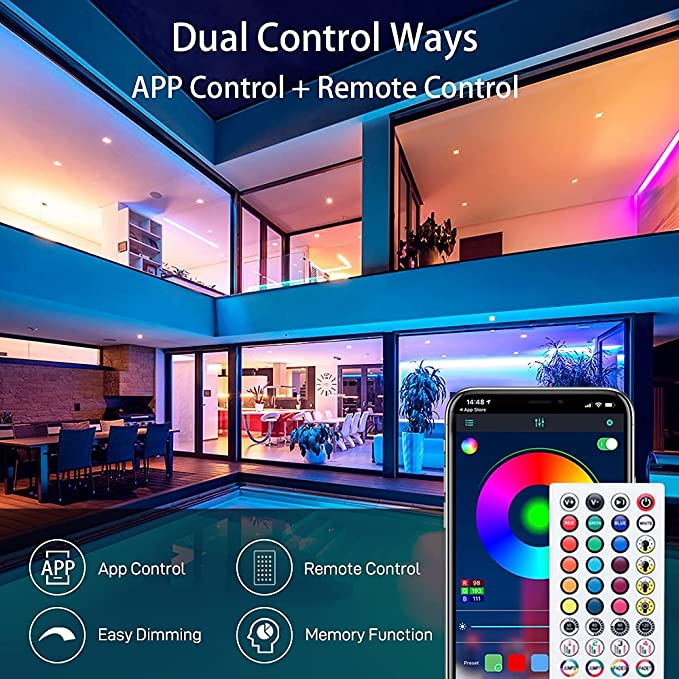 Coolapa 20m RGB LED Strip Light with Remote & App Control – Music Sync Lighting for Home Decor, Price in Oman