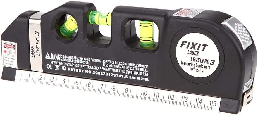 Laser Level Pro3 EW00968 – 5-in-1 Multipurpose Construction Tool with 8ft/2.5m Measuring Tape, Horizontal & Vertical Laser Beams - Price In Oman