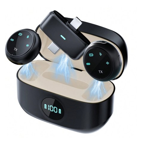 K31 Pro Collar Clip Button Microphone – Wireless Lapel Mic for