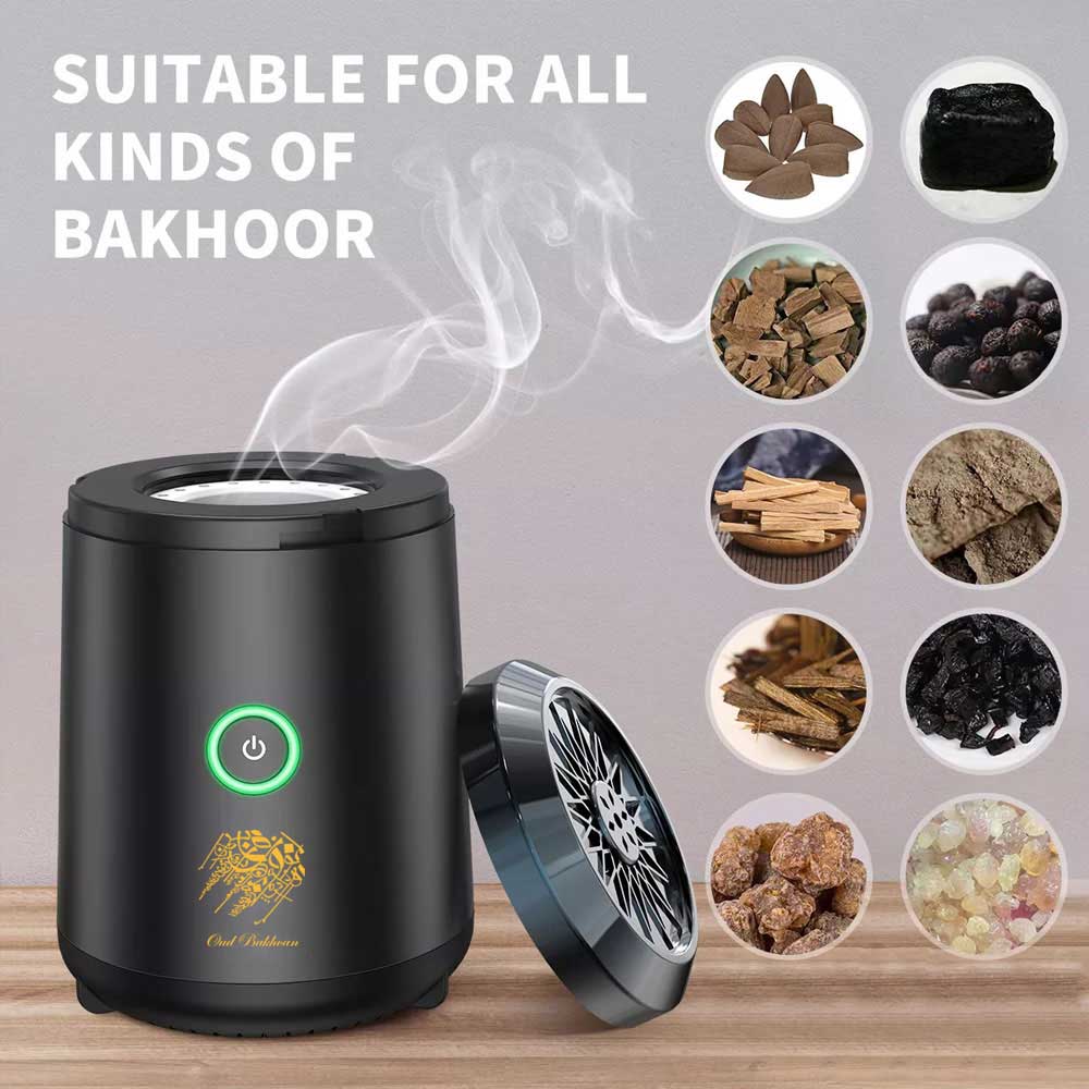 Oud Bakhoor BK‑18 Portable Electric Incense Burner – USB Rechargeable Flameless Oud Diffuser with Ceramic Heating - Price In Oman