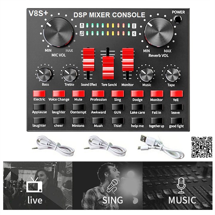 V8S+ Sound Card – USB Audio Mixer & Voice Changer for Streaming, Podcasting & Karaoke - Price In Oman Muscat