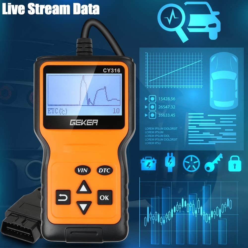 Geker CY316 OBD2 Car Diagnostic Scanner – Universal Engine Code Reader with Live Data & Freeze Frame - Price In Oman