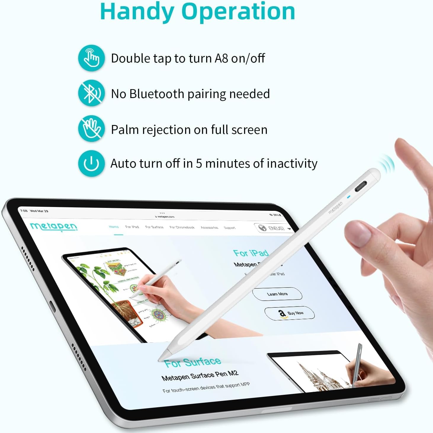 Universal Tablet Pen Stylus – Rechargeable, Fine Tip, Touchscreen Compatible for iPad, Android & Windows | Price In Oman