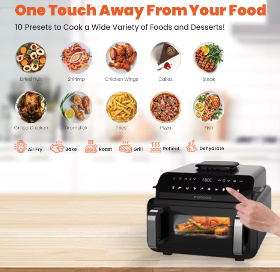 Porodo Flexi Cook Pro 10.5L Multi-Function Indoor Grill, Pizza Oven & Air Fryer – 2100 W (Price In Oman)