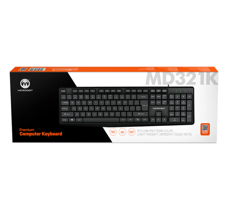 Microdigit Premium Computer Keyboard MD321K – Wired USB Full-Size Keyboard (English/Arabic) Price In Oman