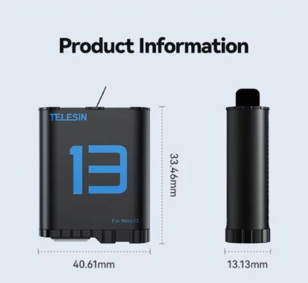 Telesin GP-BTR901 1750 mAh Lithium Battery for GoPro HERO 9 / 10 / 11 / 12 / 13 – Fully Decoded Replacement / Spare - Price In Oman