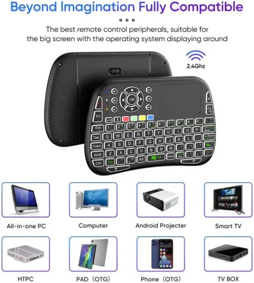Porodo PD-MWKTC Mini Universal Wireless Keyboard + Touchpad (RGB Backlight, 2.4GHz & Bluetooth) Price In Oman