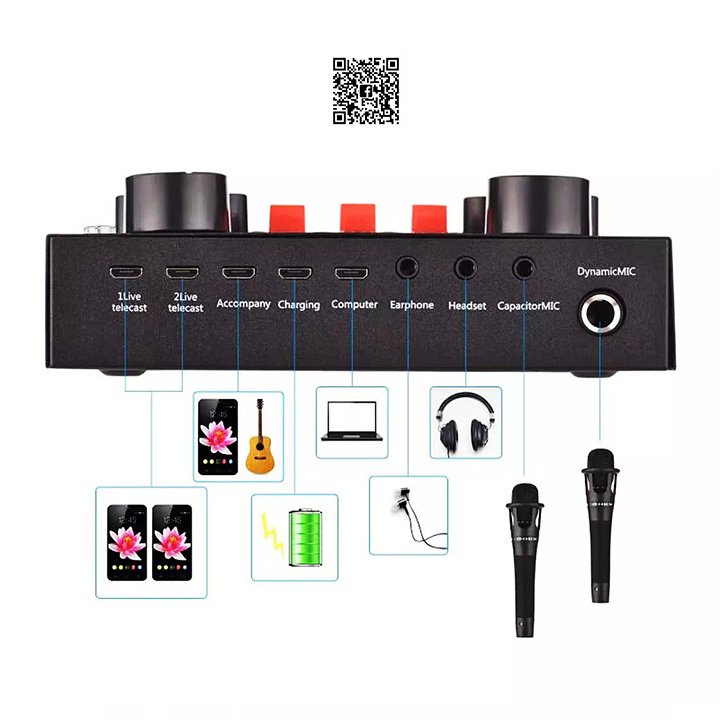 V8S+ Sound Card – USB Audio Mixer & Voice Changer for Streaming, Podcasting & Karaoke - Price In Oman Muscat