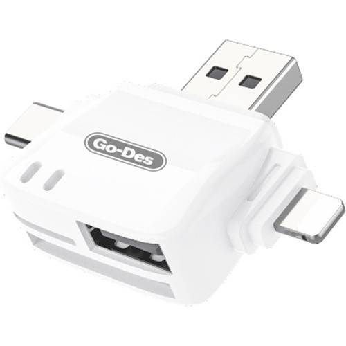 Godes GD-DK121 6-in-1 OTG Mobile Card Reader – USB-C, Lightning, Micro USB & USB 2.0 – Supports SD/TF Cards - Price In Oman