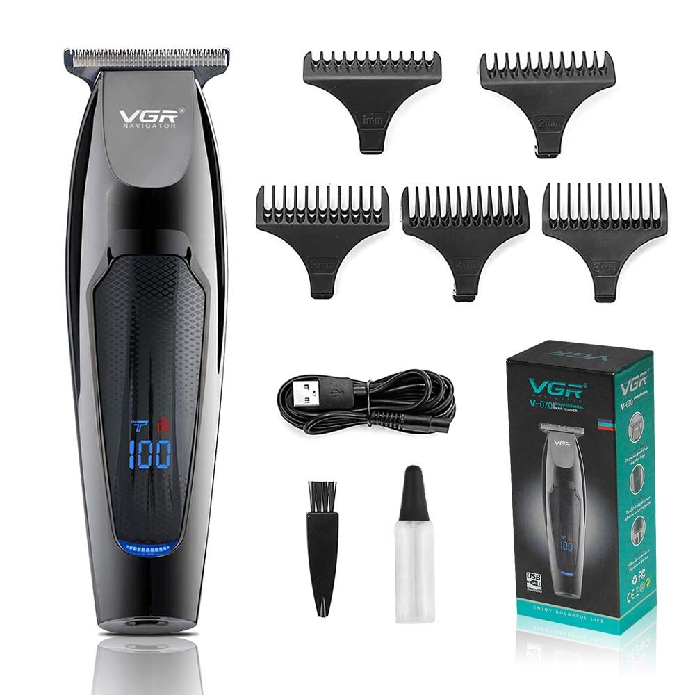 VGR V-070 Professional Hair & Beard Trimmer – Cordless, 600mAh Battery, LED Display, Turbo Mode, Stainless Steel Blades, Price In Oman