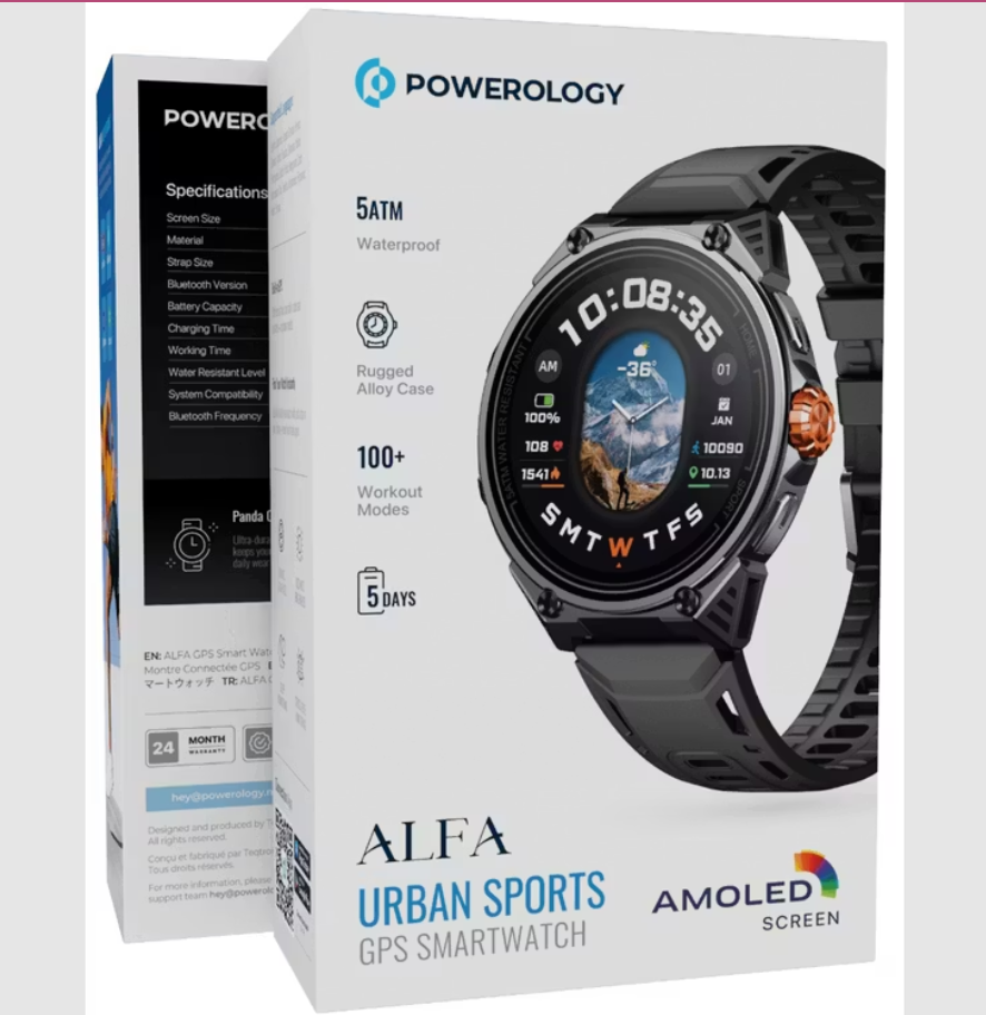Powerology Alfa Urban Sports GPS Smart Watch – 1.43″ AMOLED, 5ATM, GPS, Ω-Fitness Wearable (Price In Oman)