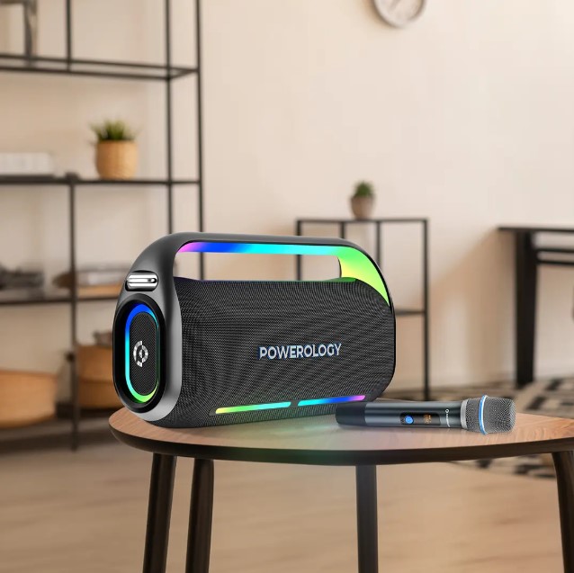 Powerology Deep Bass Party Speaker PWLAU012 – 150W Bluetooth Speaker with Wireless Mic,Best Price In Muscat Oman