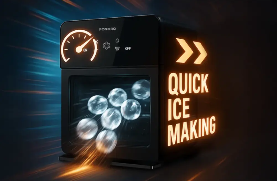 Porodo Lifestyle Sphere Ice Machine PD‑LFST091‑BK – 4 Sphere Ice/Cycle, 10 kg/Day, Self‑Clean, 250 W – Price In Oman