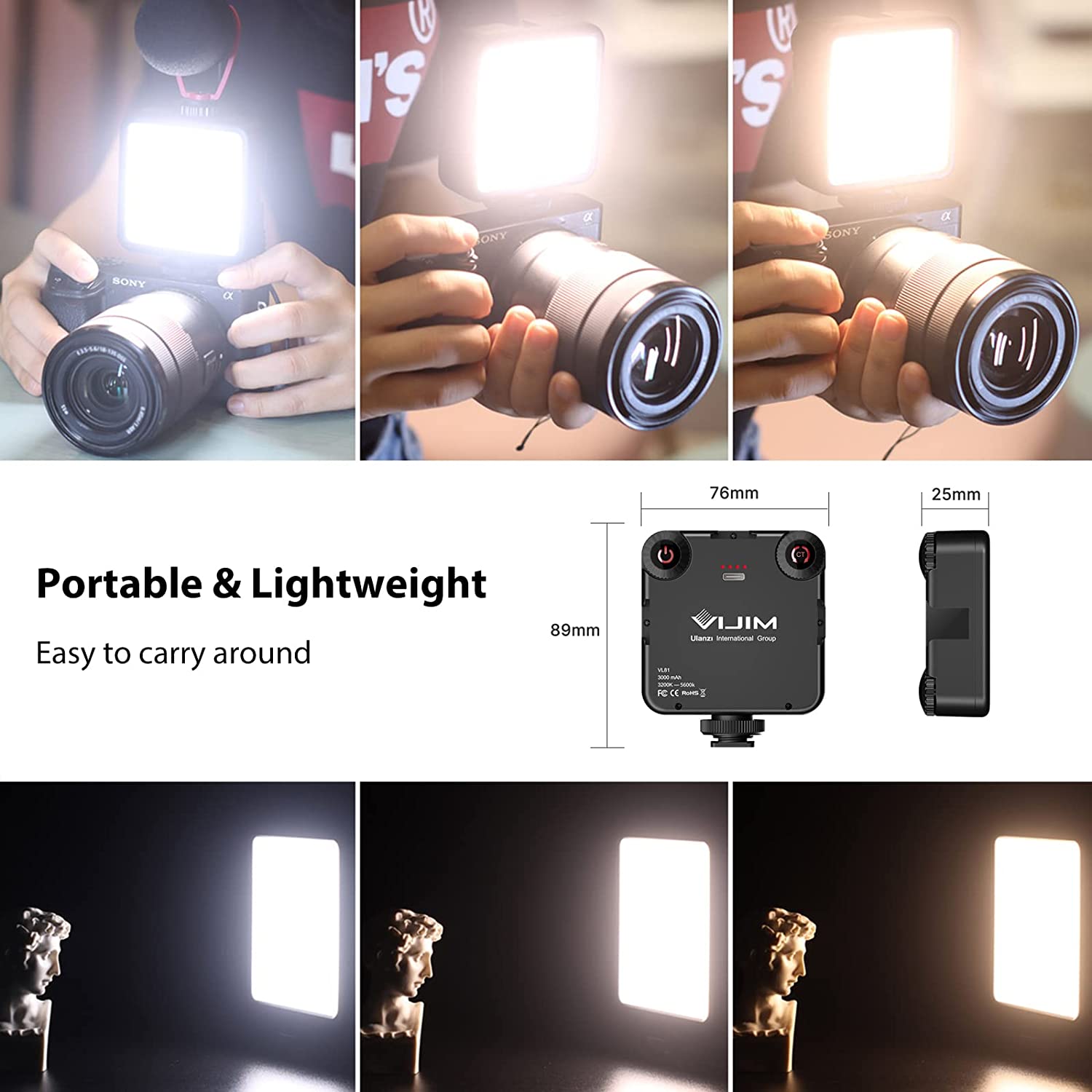Ulanzi VL‑81 Bi‑Color Mini Fill Light – 3000 mAh Rechargeable LED for Vlog & Camera - Price In Oman Muscat
