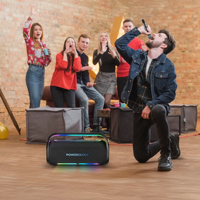 Powerology Deep Bass Party Speaker PWLAU012 – 150W Bluetooth Speaker with Wireless Mic,Best Price In Muscat Oman